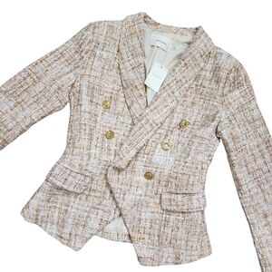 NWT Idem Ditto Tweed Women's Gold Accents Blazer Size Small